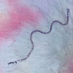 Simulated Diamond Tennis Bracelet in Silvertone